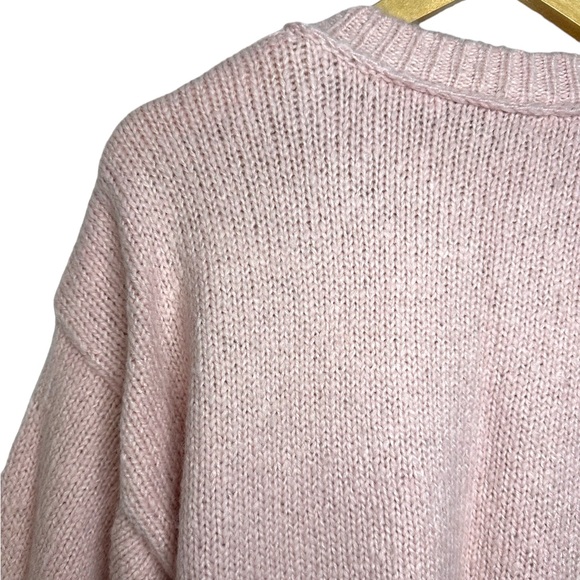 J Crew ALPACA WOOL Tortoise Shell Shoulder Buttons Crewneck Sweater Blush Pink M - Picture 11 of 11